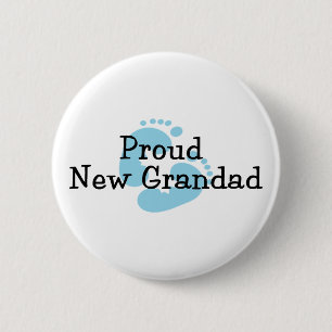 Proud New Grandad Baby Boy Footprints 6 Cm Round Badge