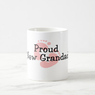 Proud New Grandad Baby Girl Footprints Coffee Mug