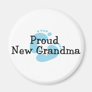 Proud New Grandma Baby Boy Footprints Magnet