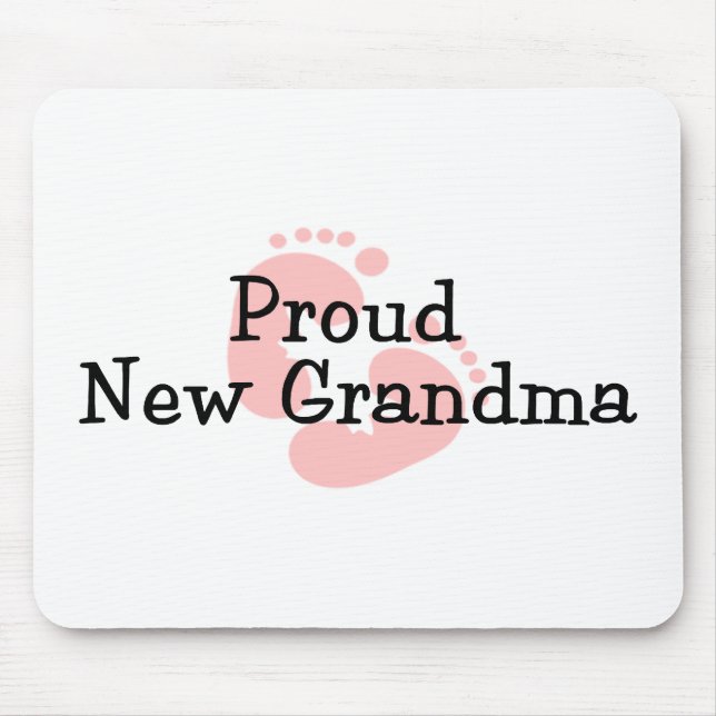 Proud New Grandma Baby Girl Footprints Mouse Pad (Front)