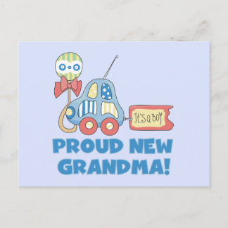 Proud New Grandma-It's a Boy Tshirts and Gifts Announcement Postcard