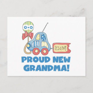 Proud New Grandma-It's a Boy Tshirts and Gifts Announcement Postcard