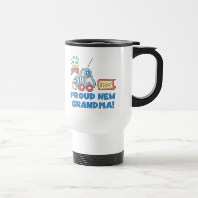Proud New Grandma-It's a Boy Tshirts and Gifts Travel Mug (Right)