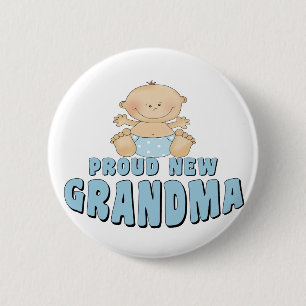 PROUD NEW Grandma T-Shirt 6 Cm Round Badge