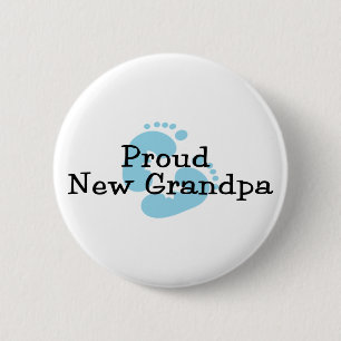 Proud New Grandpa Baby Girl Footprints 6 Cm Round Badge