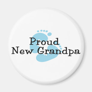 Proud New Grandpa Baby Girl Footprints Magnet