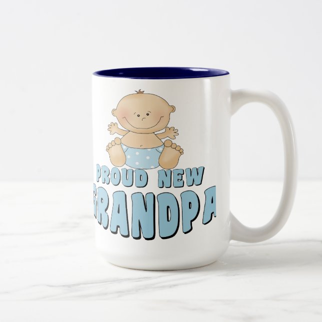 PROUD NEW Grandpa Boy Two-Tone Coffee Mug (Right)