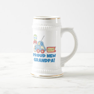 Proud New Grandpa Car It's a Boy Gifts Beer Stein