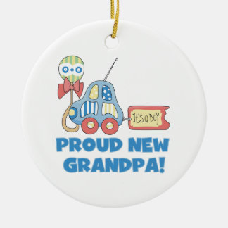 Proud New Grandpa Car It's a Boy Gifts Ceramic Tree Decoration