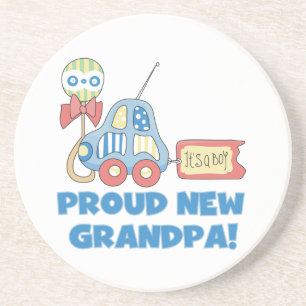 Proud New Grandpa Car It's a Boy Gifts Coaster