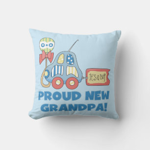 Proud New Grandpa Car It's a Boy Gifts Cushion