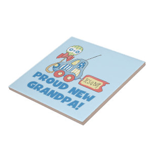 Proud New Grandpa Car It's a Boy Gifts Tile