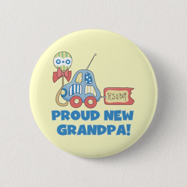 Proud New Grandpa It's a Boy TShirts and Gifts 6 Cm Round Badge (Front)