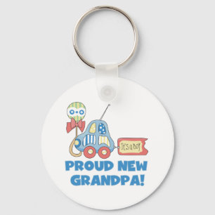 Proud New Grandpa It's a Boy TShirts and Gifts Key Ring