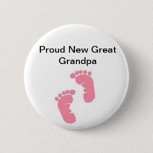Proud New Great Grandpa 6 Cm Round Badge