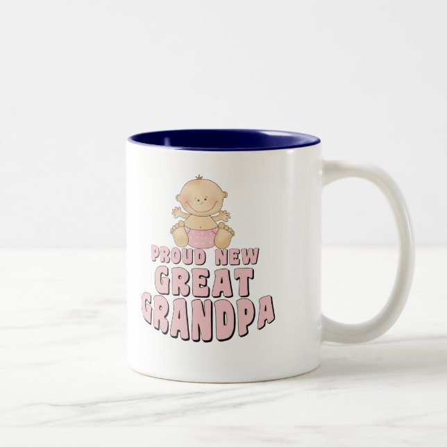 PROUD NEW Great Grandpa Girl Two-Tone Coffee Mug (Right)