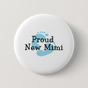 Proud New Mimi Baby Boy Footprints 6 Cm Round Badge