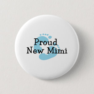 Proud New Mimi Baby Boy Footprints 6 Cm Round Badge