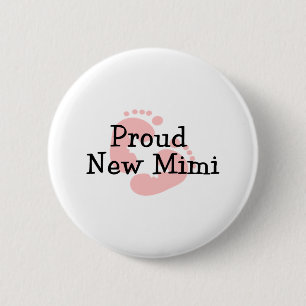 Proud New Mimi Baby Girl Footprints 6 Cm Round Badge