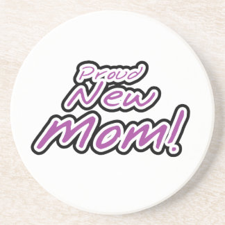 Proud New Mum Black and Purple Text Gifts Coaster