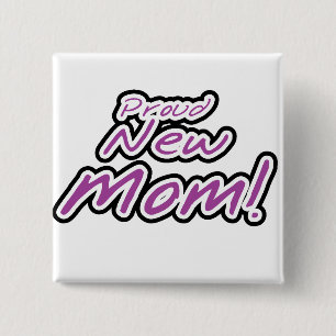 Proud New Mum Purple Text Tshirts and Gifts 15 Cm Square Badge