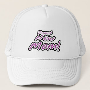 Proud New Mum Purple Text Tshirts and Gifts Trucker Hat