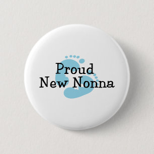Proud New Nonna Baby Boy Footprints 6 Cm Round Badge