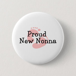 Proud New Nonna Baby Girl Footprints 6 Cm Round Badge