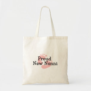 Proud New Nonni Baby Girl Footprints Tote Bag