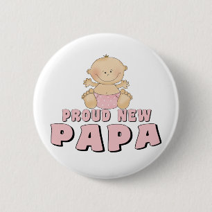 PROUD NEW Papa Boy 6 Cm Round Badge
