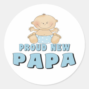 PROUD NEW Papa Boy Classic Round Sticker