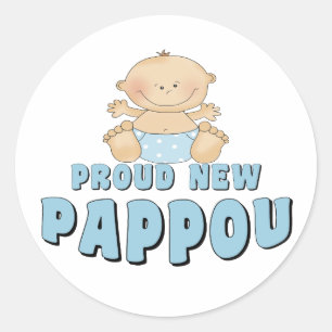 PROUD NEW Pappou Boy Classic Round Sticker