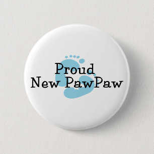 Proud New PawPaw Baby Girl Footprints 6 Cm Round Badge