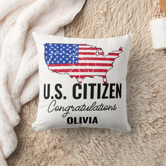 Proud New U.S. Citizen – American Map  Cushion (Blanket)