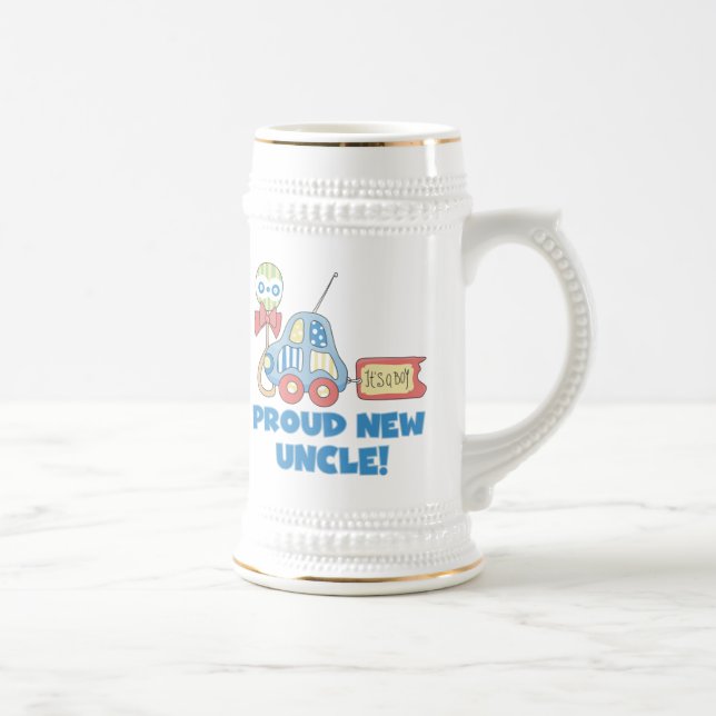 Proud New Uncle Car It's a Boy Gifts Beer Stein (Right)