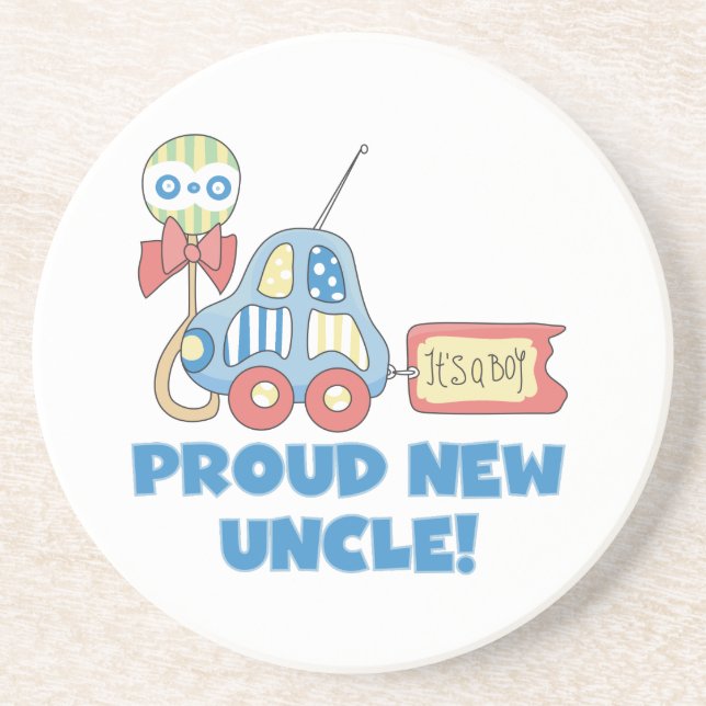 Proud New Uncle Car It's a Boy Gifts Coaster (Front)