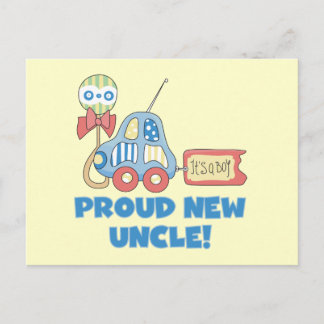 Proud New Uncle It's a Boy Tshirts and Gifts Announcement Postcard