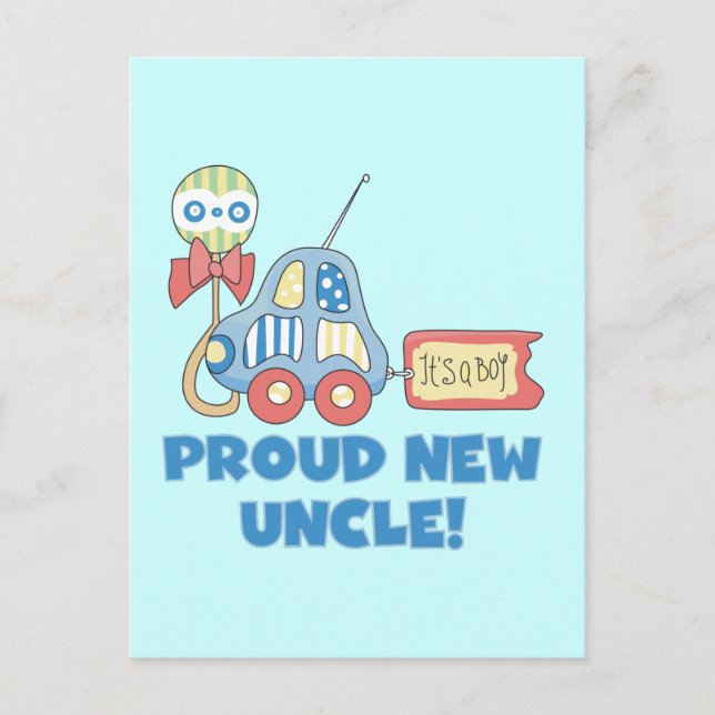 Proud New Uncle It's a Boy Tshirts and Gifts Announcement Postcard (Front)