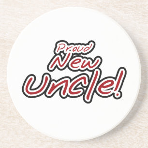 Proud New Uncle Red and Black Text Gifts Coaster