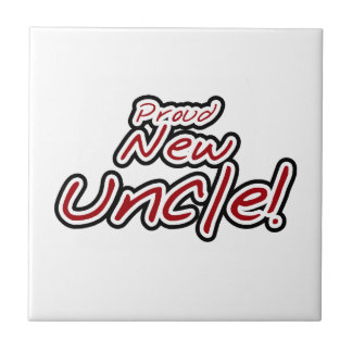 Proud New Uncle Red and Black Text Gifts Tile