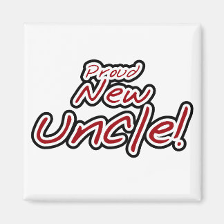 Proud New Uncle - Red and Black Text Magnet