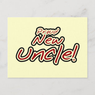 Proud New Uncle - Red and Black Text Postcard