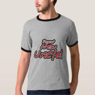 Proud New Uncle - Red and Black Text T-Shirt