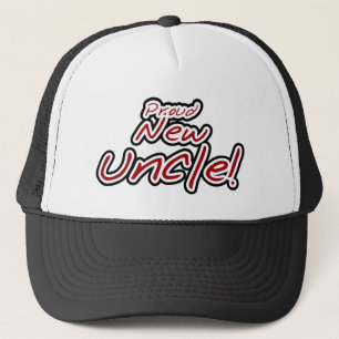 Proud New Uncle - Red and Black Text Trucker Hat