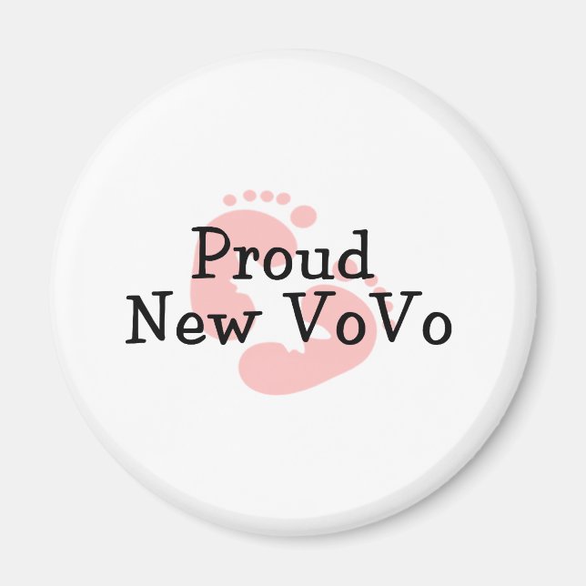 Proud New Vovo Baby Girl Footprints Magnet (Front)