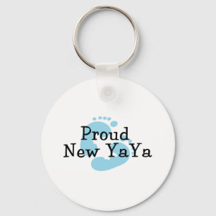 Proud New Yaya Baby boy Footprints Key Ring