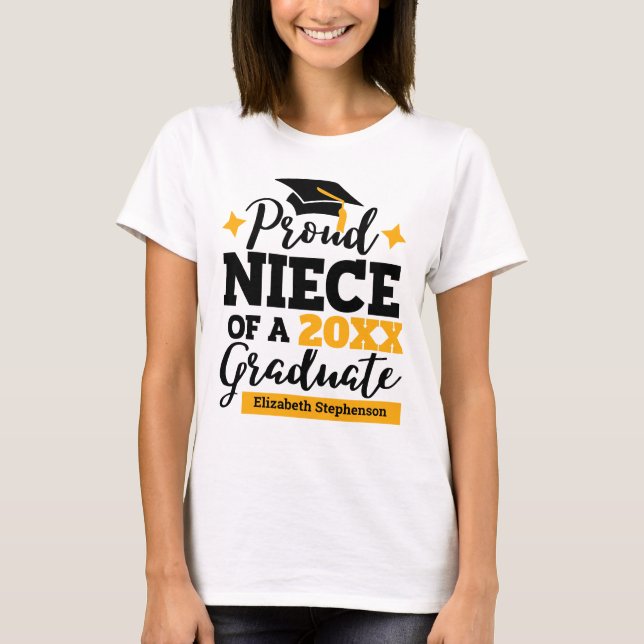 Proud Niece of a 2022 graduate black gold tassel T-Shirt (Front)