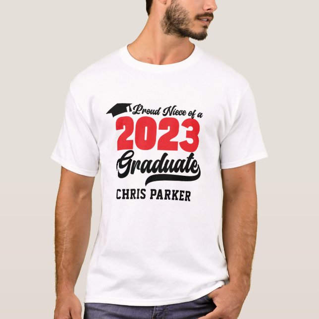 Proud Niece of a 2023 Graduate Red Bold Script T-Shirt (Front)