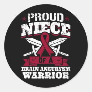 Proud Niece Of A Brain Aneurysm Warrior Awareness  Classic Round Sticker