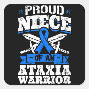 Proud Niece Of An Ataxia Warrior Blue Awareness Ri Square Sticker